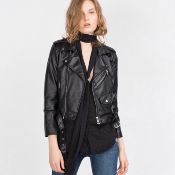 Zara Jackets & Blazers - Zara Cropped Biker Leather Jacket